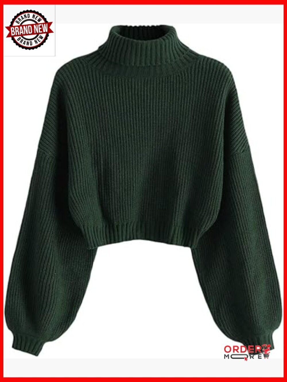 Drop Shoulder Cropped Sweater Pullover Long Sleeve Solid Knit Top
